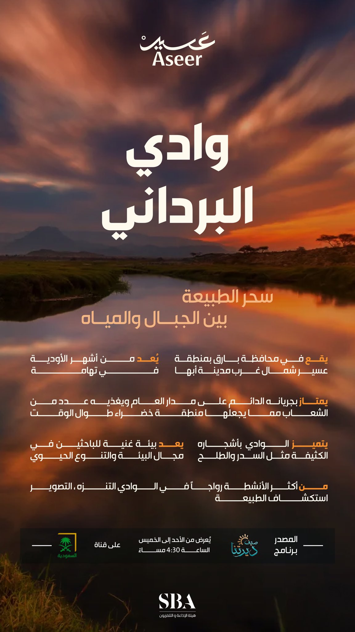 وادي البرداني واحة طبيعية ساحرة في بارق، بمياه دائمة الجريان، تجذب الزوّار لاكتشاف جمال الطبيعة والاستمتاع بلحظات من التأمل والهدوء.