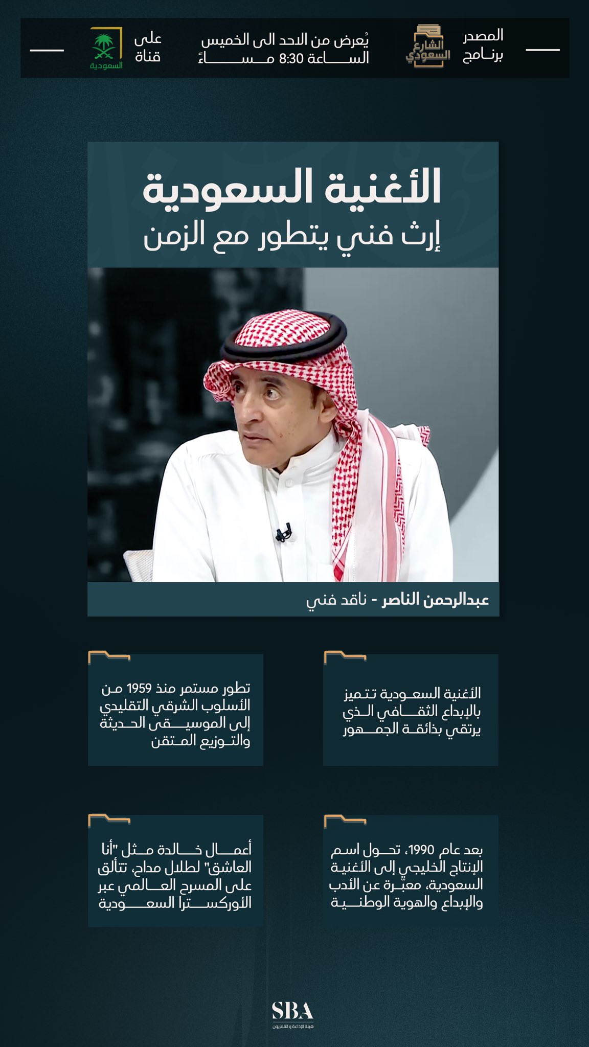 الأغنية السعوديةإرثٌ فني يتطور مع الزمن، ويمضي على وتر يعبّر عن هوية المملكة وتنوعها الثقافي. 